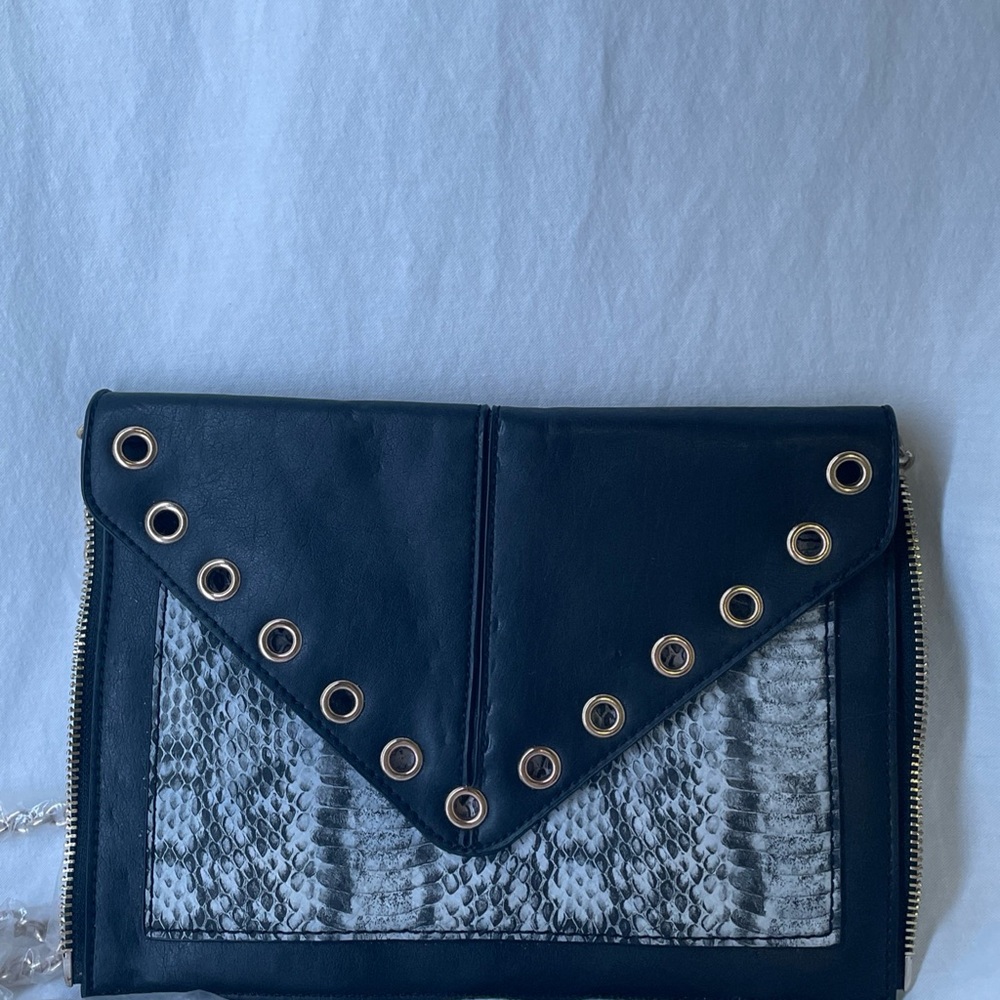 Sale ! INC envelope wallet pouch Black and Gray snake skin Women's Bag